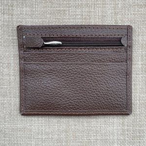 Leather Card Holder Mini Wallet Handmade Genuine Brown Leather Mini Purse